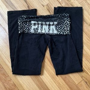 Victoria Secret Pink fold over leggings with rhinestone flare bottom